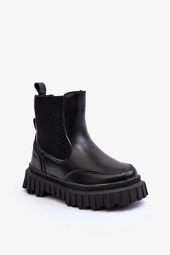 Clearance Botki Dziecięce Na Suwak Ocieplane Czarne Jolynn Dzieci Dziewczęce