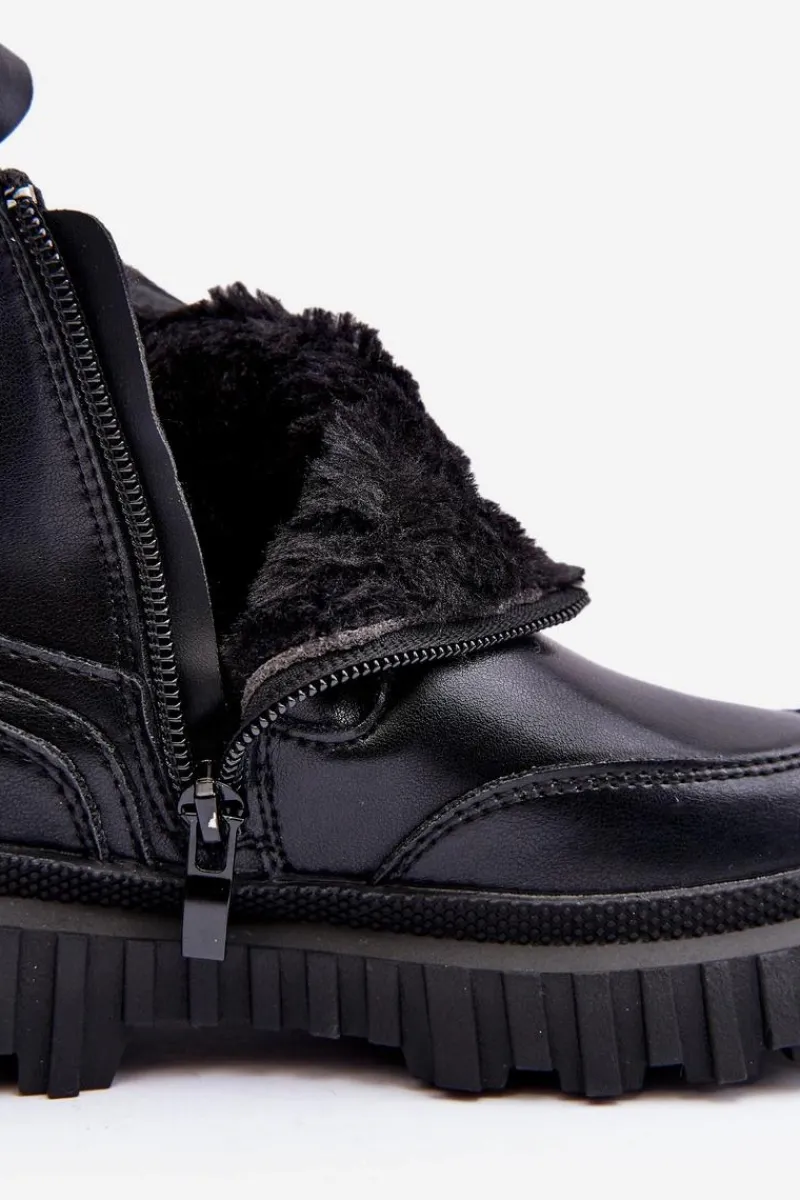 Clearance Botki Dziecięce Na Suwak Ocieplane Czarne Jolynn Dzieci Dziewczęce