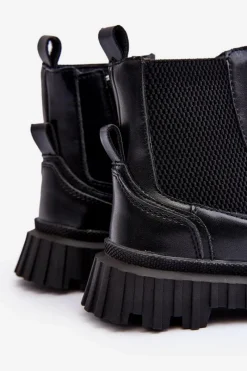 Clearance Botki Dziecięce Na Suwak Ocieplane Czarne Jolynn Dzieci Dziewczęce