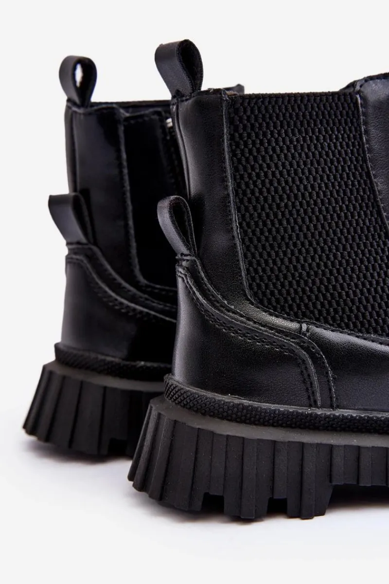 Clearance Botki Dziecięce Na Suwak Ocieplane Czarne Jolynn Dzieci Dziewczęce