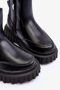 Clearance Botki Dziecięce Na Suwak Ocieplane Czarne Jolynn Dzieci Dziewczęce