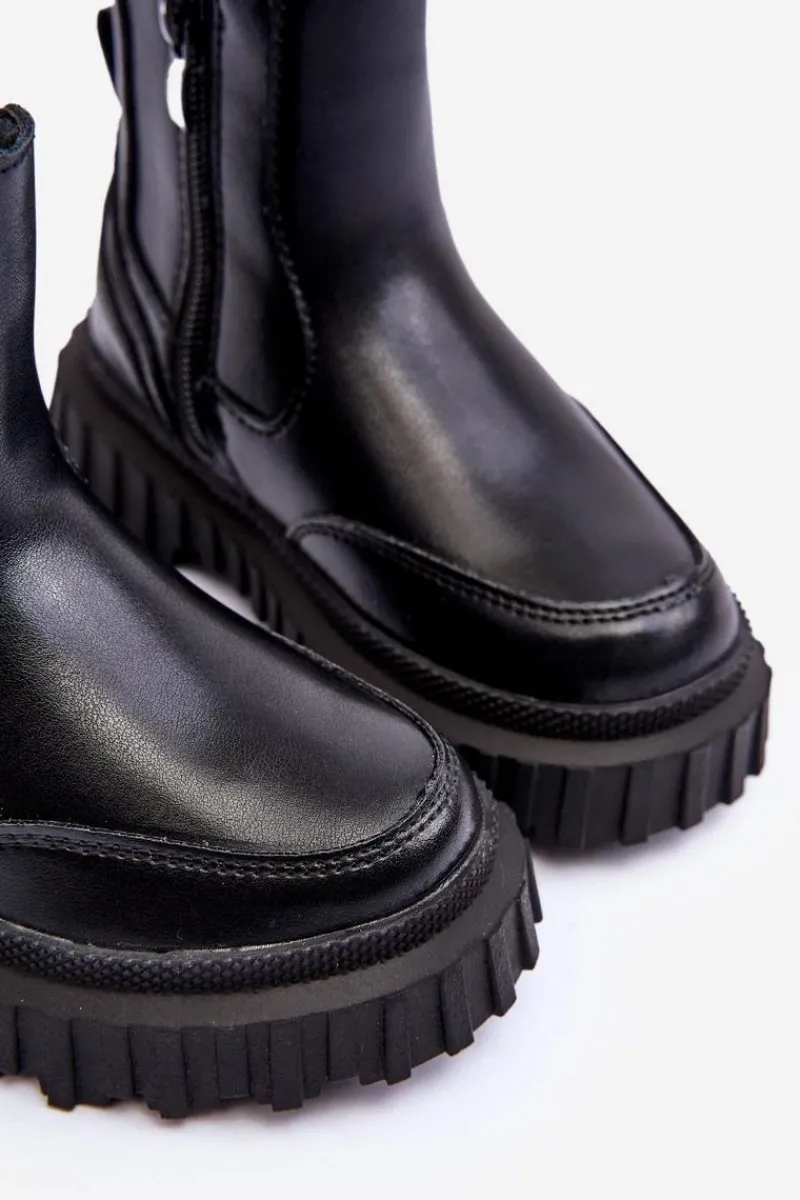 Clearance Botki Dziecięce Na Suwak Ocieplane Czarne Jolynn Dzieci Dziewczęce