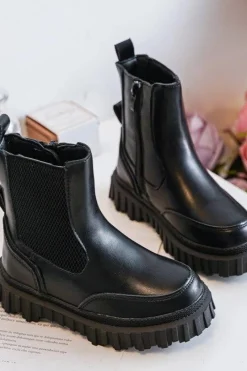 Clearance Botki Dziecięce Na Suwak Ocieplane Czarne Jolynn Dzieci Dziewczęce