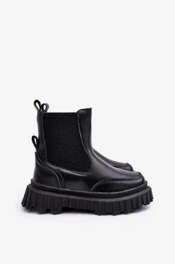 Clearance Botki Dziecięce Na Suwak Ocieplane Czarne Jolynn Dzieci Dziewczęce