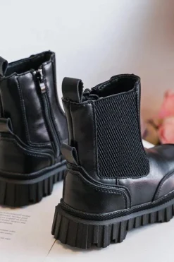 Clearance Botki Dziecięce Na Suwak Ocieplane Czarne Jolynn Dzieci Dziewczęce