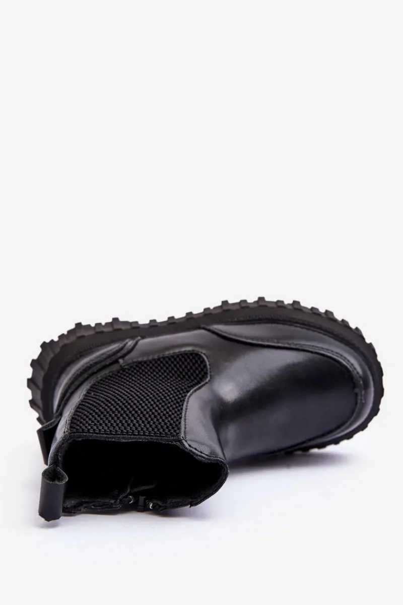 Clearance Botki Dziecięce Na Suwak Ocieplane Czarne Jolynn Dzieci Dziewczęce