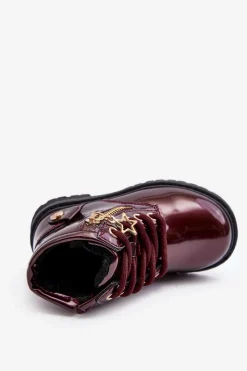 Dziewczęce></noscript>Evento Botki Dziewczęce Lakierowane Na Suwak Ocieplane Bordowe Felori