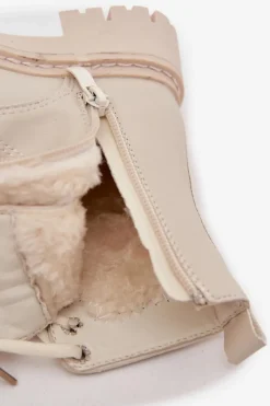 Hot Botki Dziewczęce Ocieplane Futerkiem Z Ozdobą LOVE Beżowe Rosaira Dzieci Dziewczęce