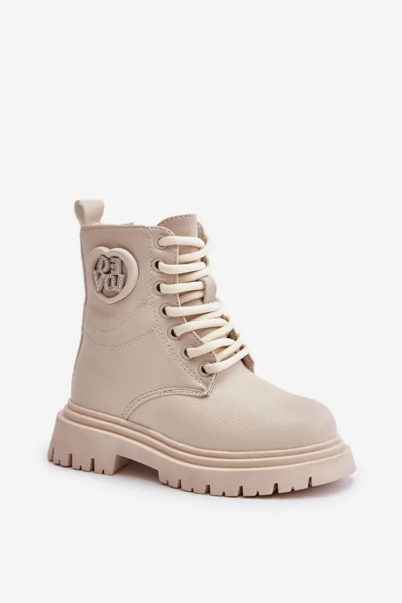Dziewczęce>Boto Botki Dziewczęce Ocieplane Futerkiem Na Zamek Beżowe Evaliraea