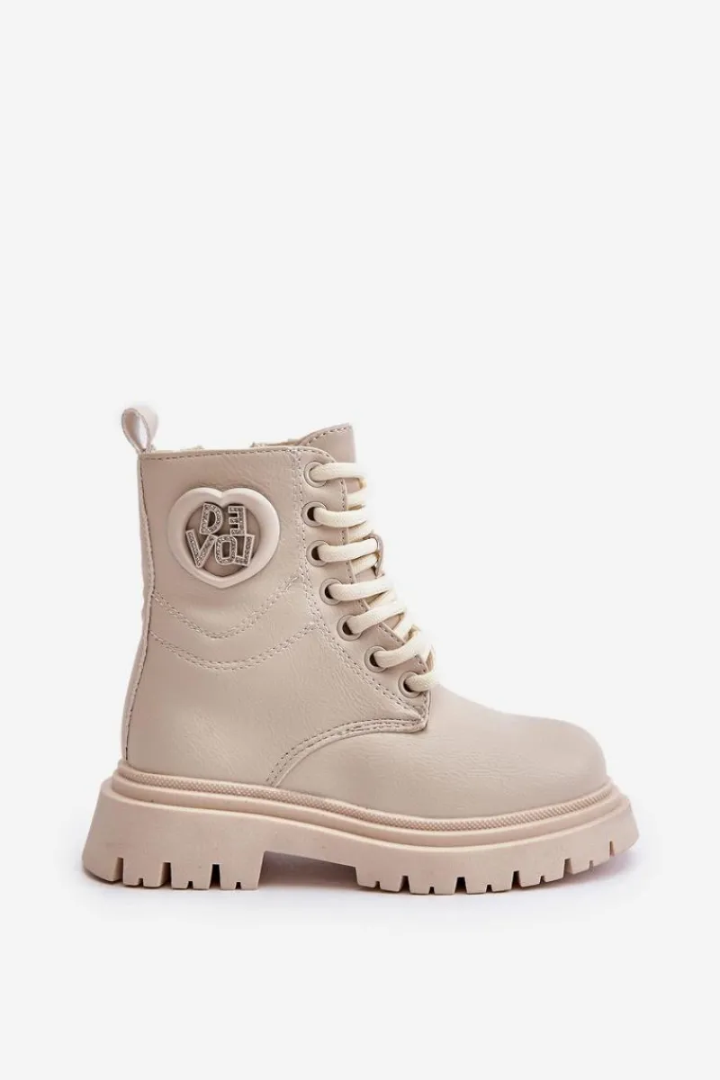 Dziewczęce>Boto Botki Dziewczęce Ocieplane Futerkiem Na Zamek Beżowe Evaliraea