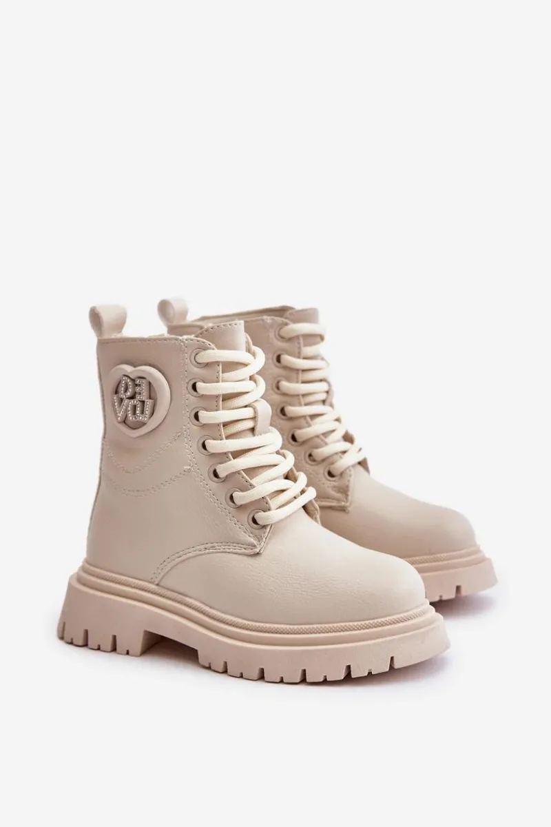 Dziewczęce>Boto Botki Dziewczęce Ocieplane Futerkiem Na Zamek Beżowe Evaliraea