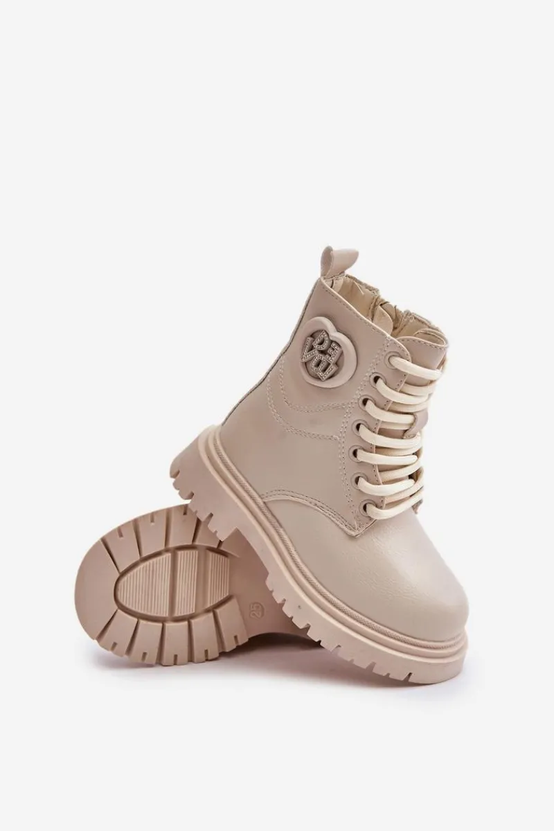 Dziewczęce>Boto Botki Dziewczęce Ocieplane Futerkiem Na Zamek Beżowe Evaliraea