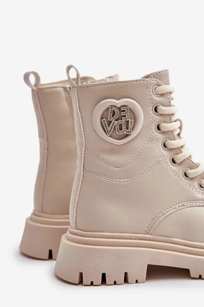 Dziewczęce>Boto Botki Dziewczęce Ocieplane Futerkiem Na Zamek Beżowe Evaliraea
