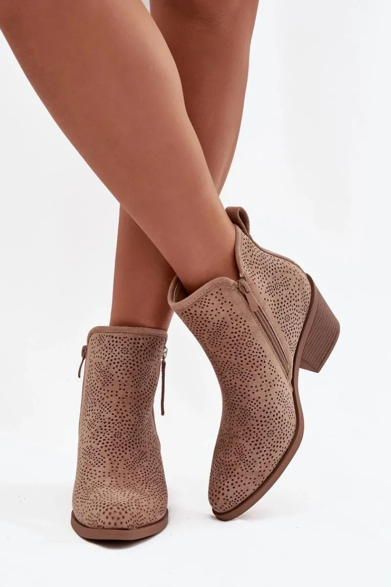 Damskie buty S.Barski Botki Kowbojki Damskie Na Obcasie S.Barski HY52-538 Beżowe Beżowy