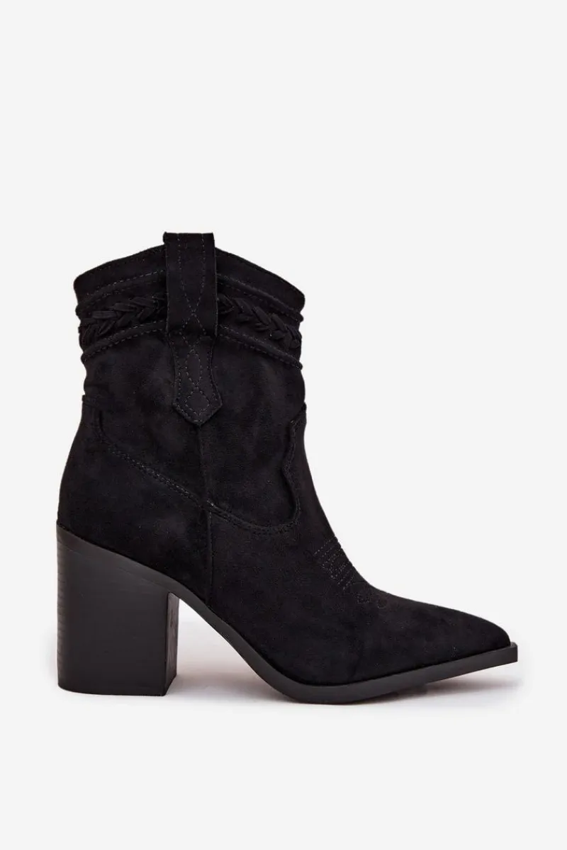 Botki Na Słupku|Botki Na Obcasie>Boto Botki Kowbojki Damskie Na Słupku Czarne Jessa
