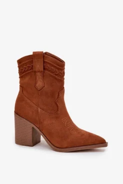 Discount Botki Kowbojki Damskie Na Słupku Camel Jessa Damskie Botki Na Słupku|Botki Na Obcasie