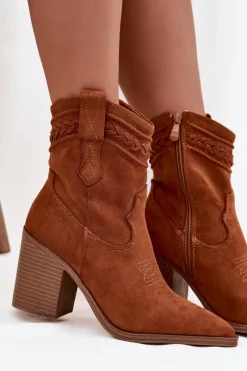 Discount Botki Kowbojki Damskie Na Słupku Camel Jessa Damskie Botki Na Słupku|Botki Na Obcasie