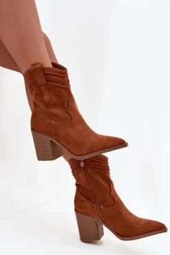 Discount Botki Kowbojki Damskie Na Słupku Camel Jessa Damskie Botki Na Słupku|Botki Na Obcasie