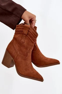 Discount Botki Kowbojki Damskie Na Słupku Camel Jessa Damskie Botki Na Słupku|Botki Na Obcasie
