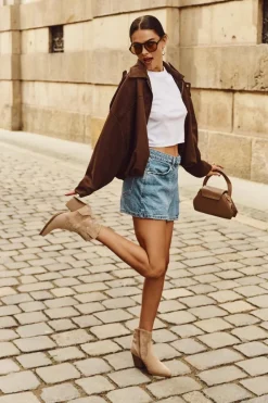 Botki Kowbojki Damskie Ocieplane Ze Zdobieniem Na Słupku Beżowe Arabella Damskie Botki Ocieplane|Botki Na Słupku