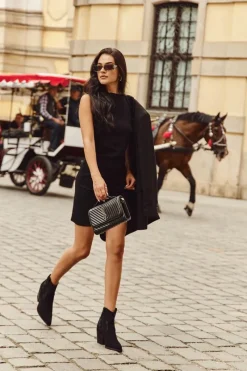 Botki Ocieplane|Botki Na Słupku>Boto Botki Kowbojki Damskie Ocieplane Ze Zdobieniem Na Słupku Czarne Arabella