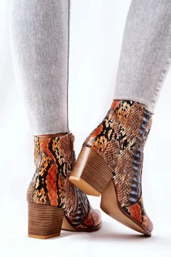 Botki Na Słupku|Brązowe I Beżowe Botki>Boto Botki Kowbojki Lewski Pomarańczowo-Niebieskie Wężowy Wzór EV28