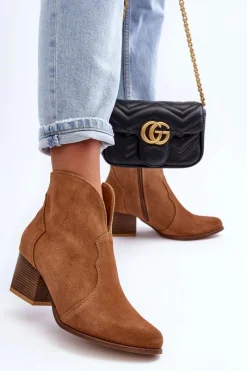 Boto Botki Kowbojki Zamszowe Lewski EV28 Brązowe