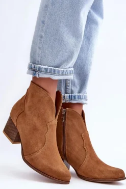 Boto Botki Kowbojki Zamszowe Lewski EV28 Brązowe