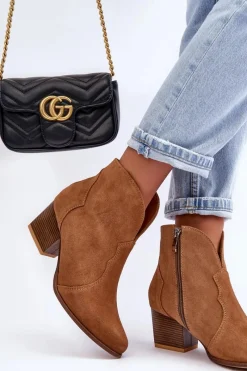 Boto Botki Kowbojki Zamszowe Lewski EV28 Brązowe