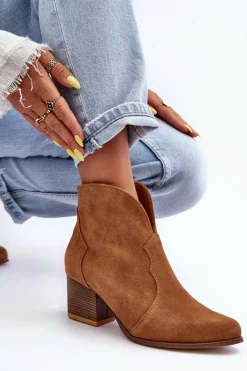 Boto Botki Kowbojki Zamszowe Lewski EV28 Brązowe