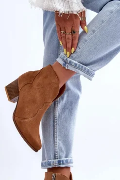 Boto Botki Kowbojki Zamszowe Lewski EV28 Brązowe