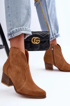 Boto Botki Kowbojki Zamszowe Lewski EV28 Brązowe