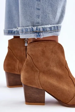 Boto Botki Kowbojki Zamszowe Lewski EV28 Brązowe