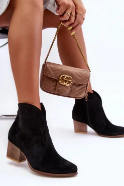 Boto Botki Kowbojki Zamszowe Lewski EV28 Czarne