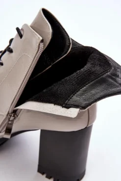 Online Damskie buty S.Barski Botki Lakierowane Na Słupku Ocieplane Jasnoszare S.Barski MR870-54