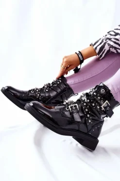 Best Botki Lakierowane Z Paskami Czarne Loristy Damskie Czarne Botki|Botki Zimowe Damskie