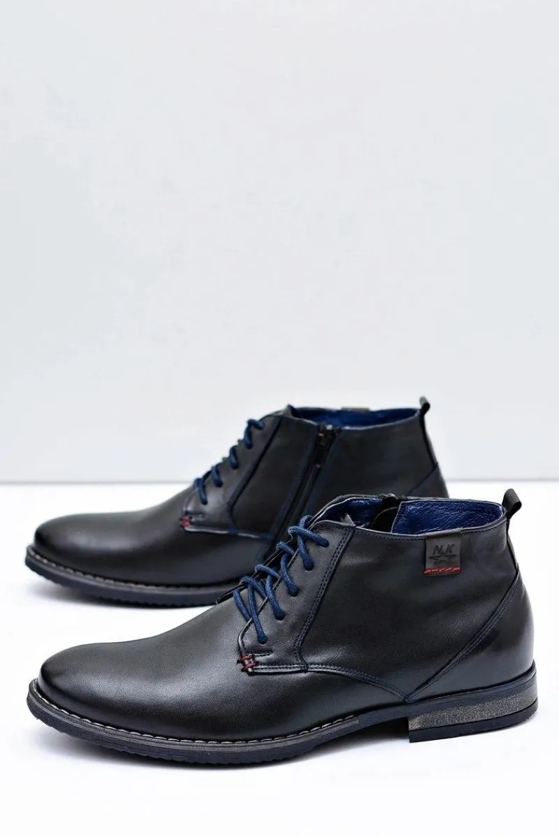 New Boto Botki Męskie Czarne Skórzane Buty Nikopol 672