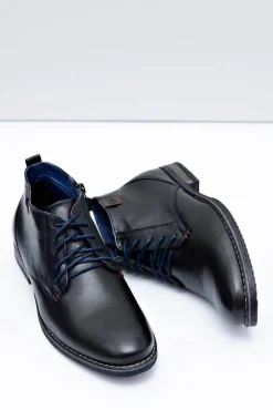 New Boto Botki Męskie Czarne Skórzane Buty Nikopol 672