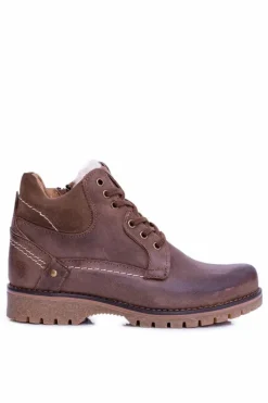 Discount Boto Botki Męskie i Młodzieżowe Brązowe Ocieplone Polarem Komodo 885