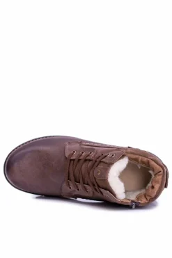 Discount Boto Botki Męskie i Młodzieżowe Brązowe Ocieplone Polarem Komodo 885