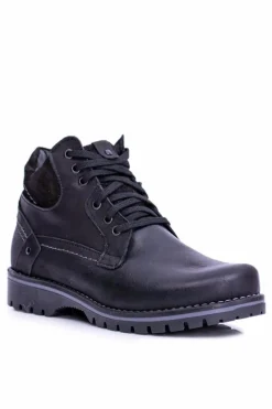 Outlet Boto Botki Męskie i Młodzieżowe Czarne Ocieplone Polarem Komodo 885