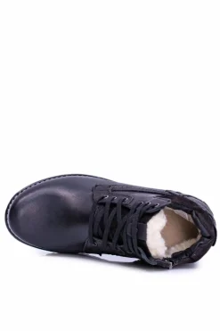 Outlet Boto Botki Męskie i Młodzieżowe Czarne Ocieplone Polarem Komodo 885