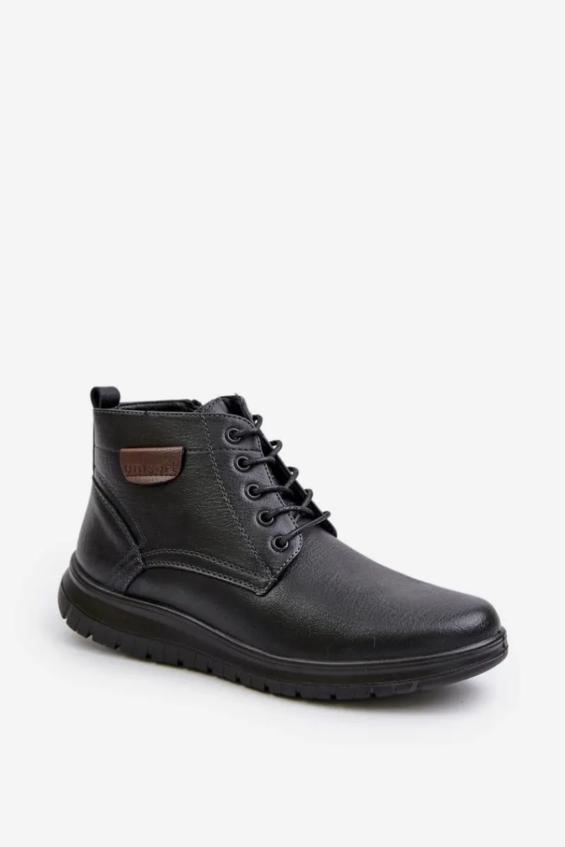 Hot Evento Botki Męskie Ocieplane Na Zamek Sznurowane Czarne Hlimena