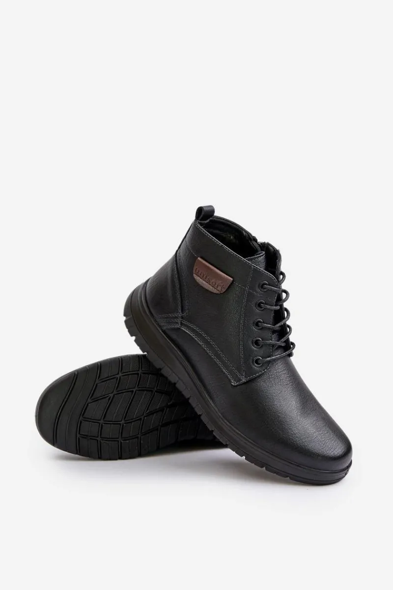 Hot Evento Botki Męskie Ocieplane Na Zamek Sznurowane Czarne Hlimena
