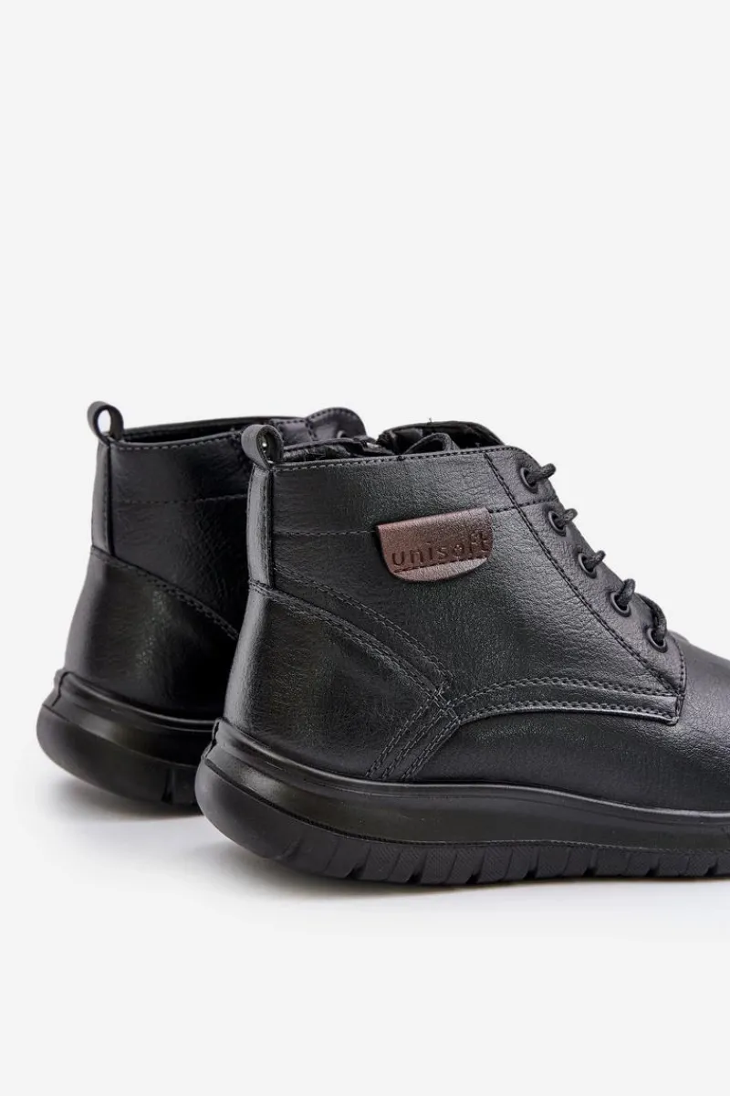 Hot Evento Botki Męskie Ocieplane Na Zamek Sznurowane Czarne Hlimena