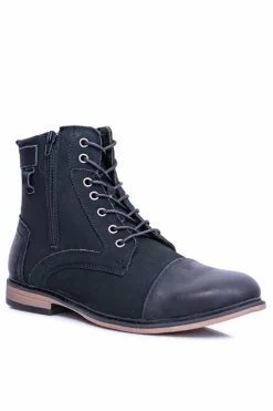 Botki Męskie>Boto Botki Męskie Skórzane Ocieplane Workery Z Zamkami Grendy