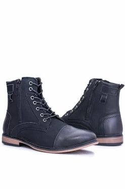 Botki Męskie>Boto Botki Męskie Skórzane Ocieplane Workery Z Zamkami Grendy