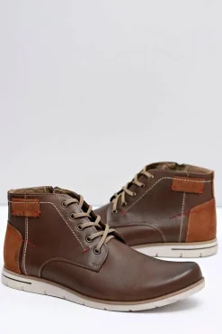 Best Botki Męskie Skórzane Ocieplane Brązowe Fresco Męskie Botki Męskie