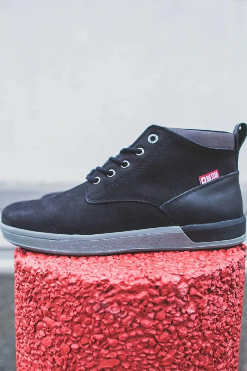 Botki Męskie>Big Star Shoes Botki Męskie Skórzane Trzewiki Big Star Czarne EE174197