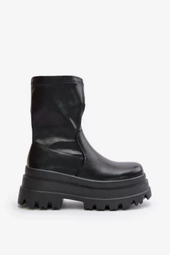 Sale Botki Na Masywnej Platformie Czarne Florinara Damskie Botki Ocieplane|Czarne Botki